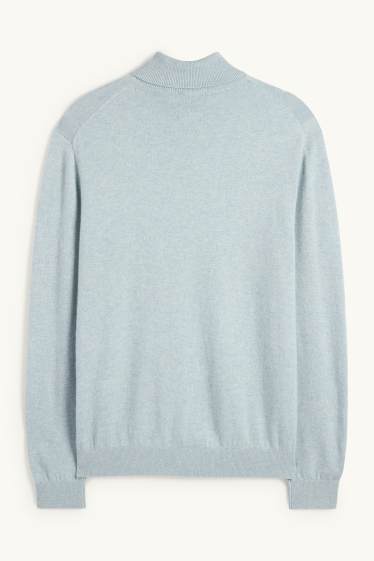Herren - Kaschmir-Rollkragenpullover - hellblau