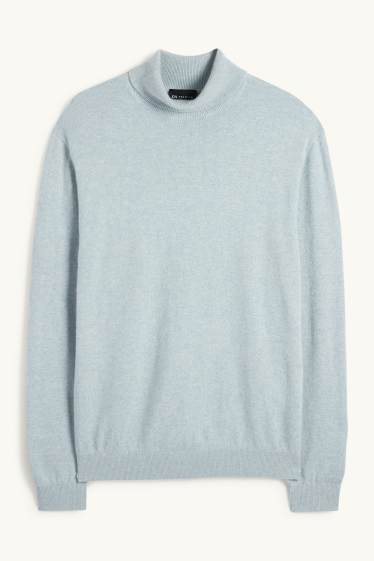 Herren - Kaschmir-Rollkragenpullover - hellblau