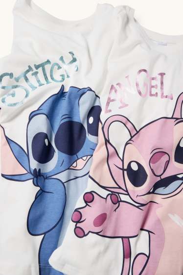 Enfants filles - Lot de 2 - Lilo et Stitch - T-shirts - blanc