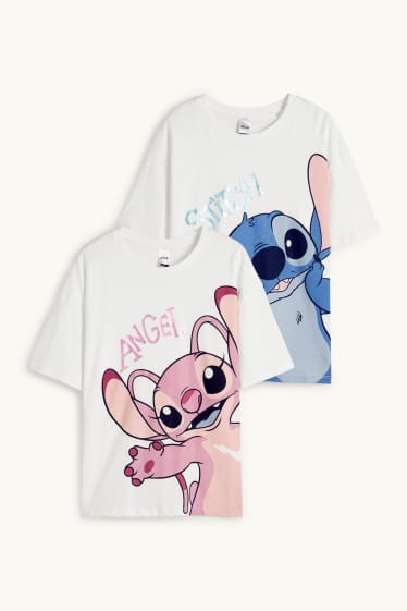 Enfants filles - Lot de 2 - Lilo et Stitch - T-shirts - blanc