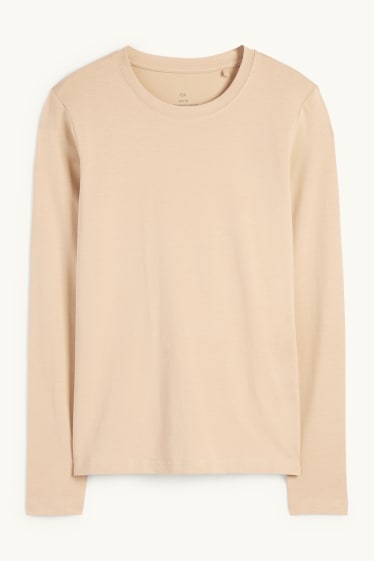 Damen - Langarmshirt - Slim Fit - hellbeige