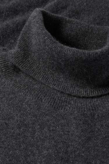 Women - Cashmere polo neck jumper - dark gray