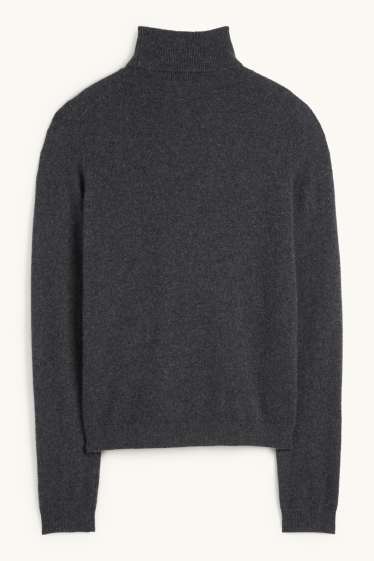Women - Cashmere polo neck jumper - dark gray