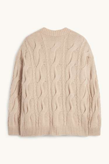 Dona - Jaqueta de punt de caixmir - trenat - beix