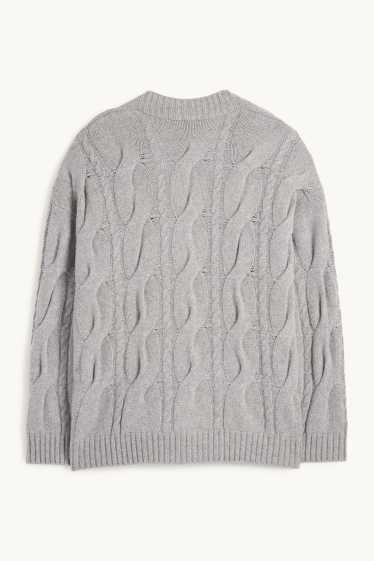 Dona - Jaqueta de punt de caixmir - trenat - gris