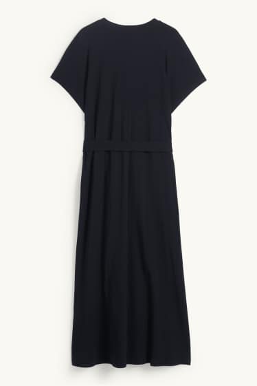 Women - T-shirt dress with belt - black