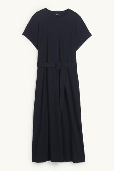 Women - T-shirt dress with belt - black