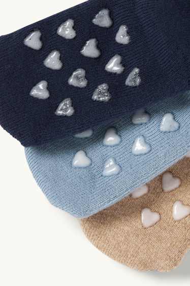 Baby Girls - Multipack of 3 - swan - non-slip baby socks with motif - blue