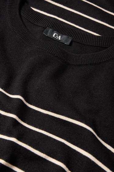 Femmes - Robe de maille - à rayures - noir