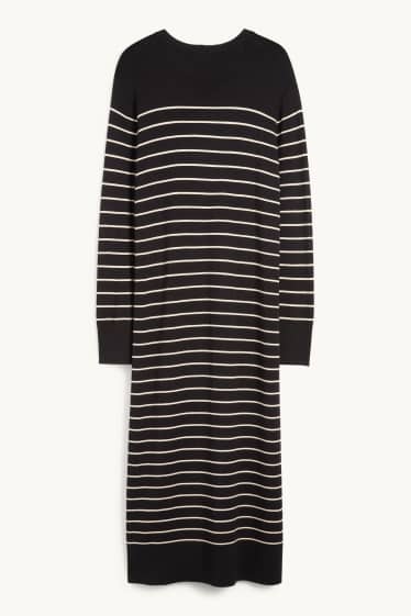 Femmes - Robe de maille - à rayures - noir