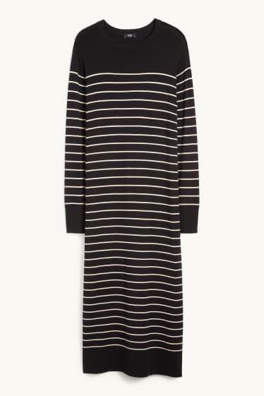 Femmes - Robe de maille - à rayures - noir