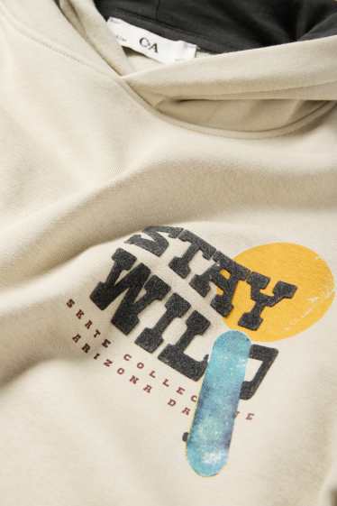 Children Boys - Skateboard and cactus - hoodie - beige