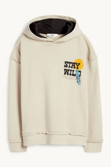 Children Boys - Skateboard and cactus - hoodie - beige