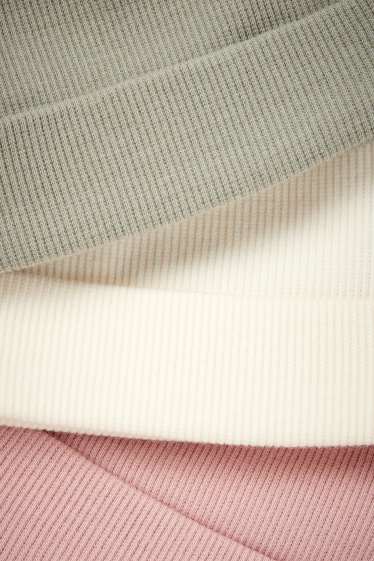 Unisex - Multipack of 3 - baby hat - ribbed - rose