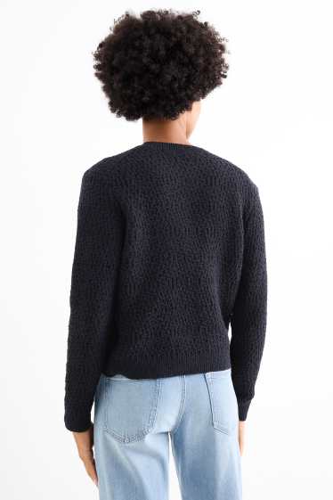 Femei - Cardigan tricotat - structurat - albastru închis