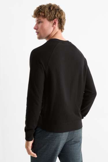 Uomo - Maglia a maniche lunghe - tessuto tramato - nero