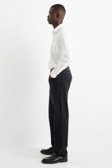 Bărbați - Regular jeans cu fentă cu nasturi - denim-gri închis