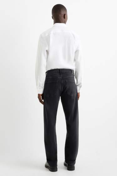 Bărbați - Regular jeans cu fentă cu nasturi - denim-gri închis