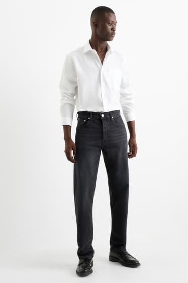 Bărbați - Regular jeans cu fentă cu nasturi - denim-gri închis