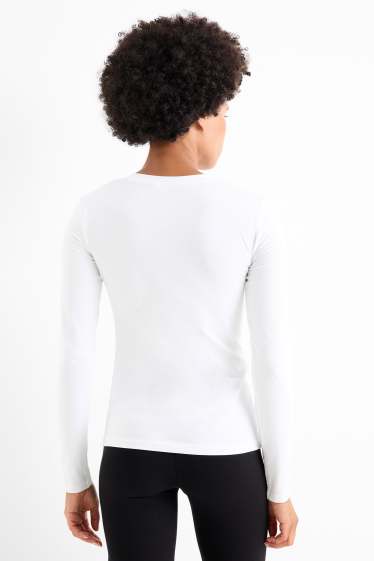 Donna - Maglia a maniche lunghe - slim fit - bianco