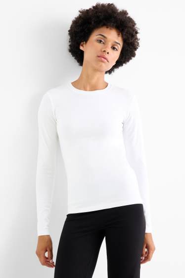 Donna - Maglia a maniche lunghe - slim fit - bianco
