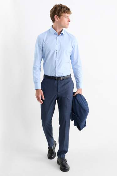 Hommes - Pantalon de costume - regular fit - Flex - à carreaux - bleu foncé