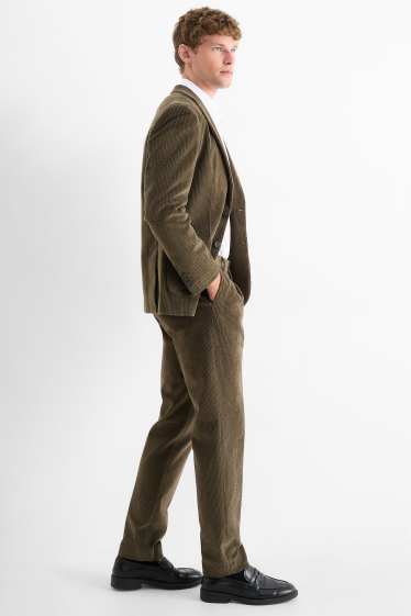 Bărbați - Pantaloni modulari din catifea - regular fit - stretch - verde închis