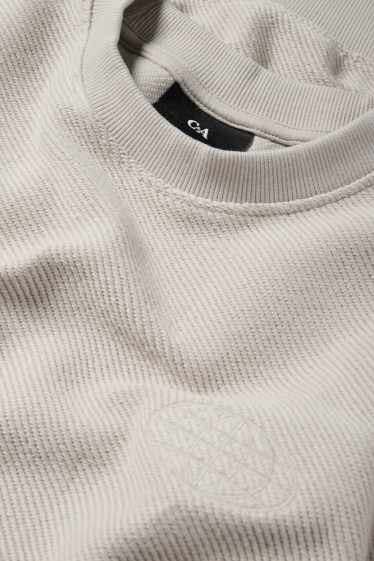 Men - Sweatshirt - textured - light beige