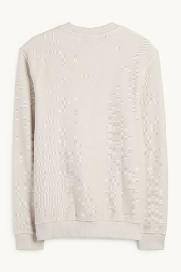 Men - Sweatshirt - textured - light beige