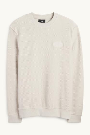 Men - Sweatshirt - textured - light beige