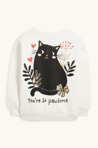 Children Girls - Cat - sweatshirt - cremewhite