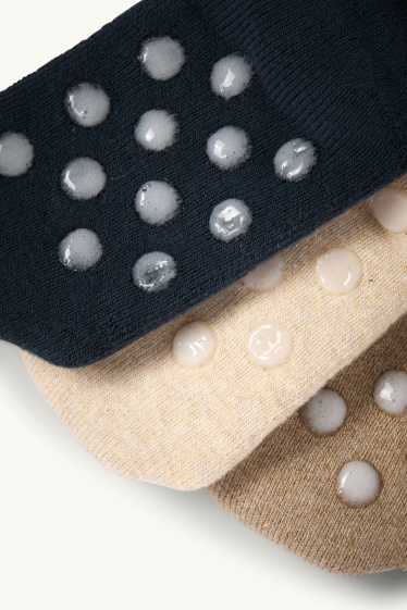 Bébés garçons - Lot de 3 - chaussettes bébé anti-dérapantes - bleu foncé
