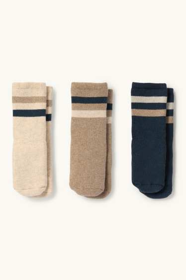 Bébés garçons - Lot de 3 - chaussettes bébé anti-dérapantes - bleu foncé