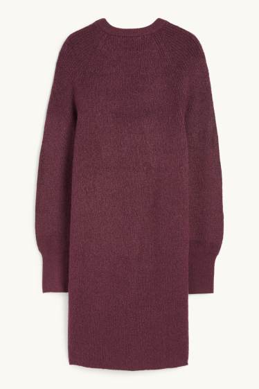 Femei - Rochie tricotată - reiată - mov