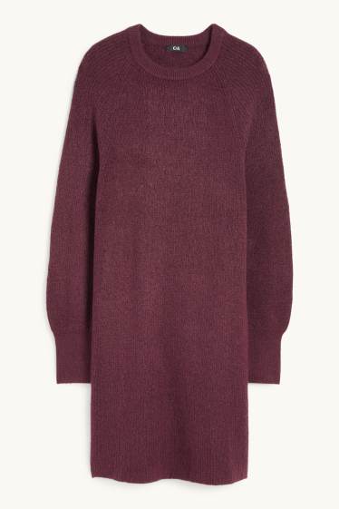 Femei - Rochie tricotată - reiată - mov