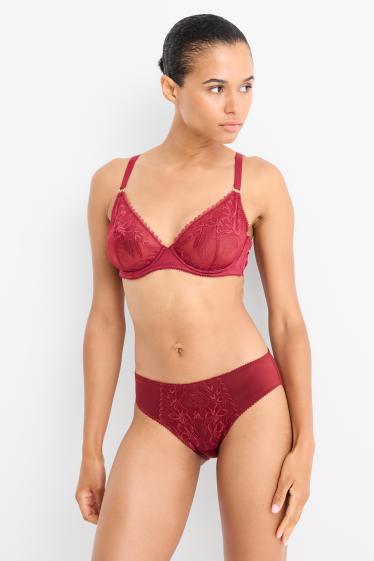 Donna - Reggiseno con ferretti - rosso scuro