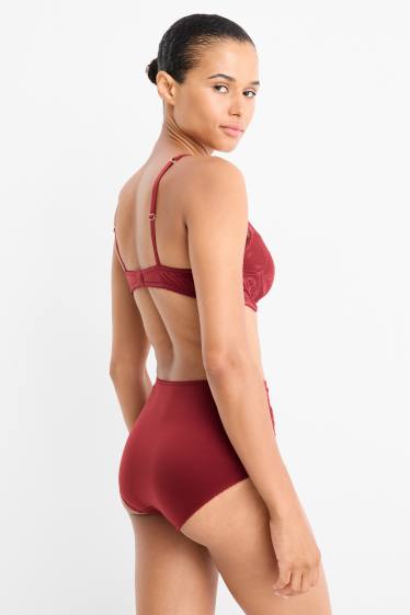 Women - Underwire bra - PLUNGE - padded - dark red