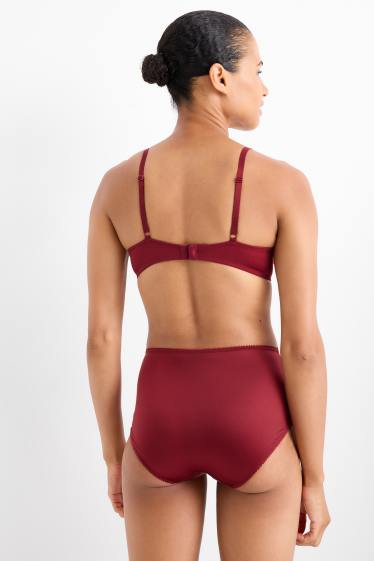 Damen - Multipack 2er - BH mit Bügel - FULL COVERAGE - wattiert - dunkelrot / schwarz
