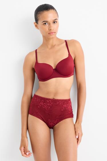 Damen - Multipack 2er - BH mit Bügel - FULL COVERAGE - wattiert - dunkelrot / schwarz