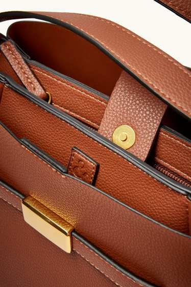 Dámské - Taška přes rameno - imitace kůže - hnědá