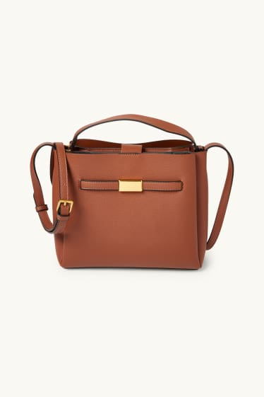 Dámské - Taška přes rameno - imitace kůže - hnědá