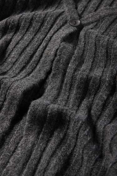 Dona - Jaqueta de punt - acanalada - gris fosc