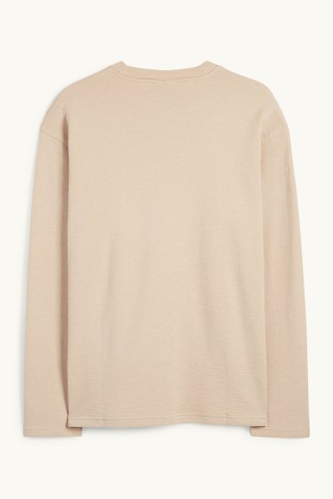 Home - Samarreta de màniga llarga - texturada - beix