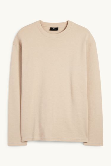 Home - Samarreta de màniga llarga - texturada - beix