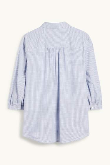 Dámské - Halenka - pruhovaná - bílá / světle modrá