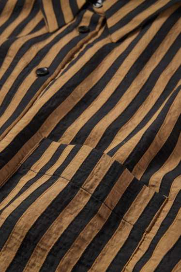 Dames - Blouse - gestreept - zwart / beige