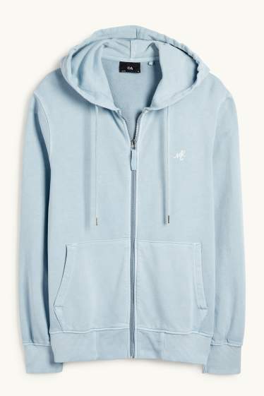 Herren - Sweatjacke mit Kapuze - hellblau