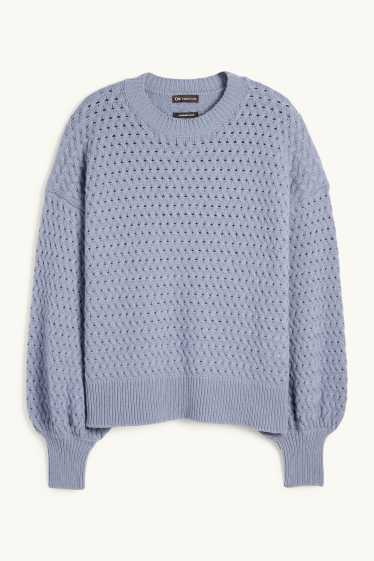 Dona - Jersei de caixmir - trenat - blau