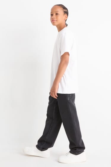 Kinderen: jongens - Loose fit jeans - thermojeans - zwart