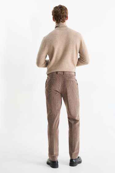 Bărbați - Pantaloni modulari din catifea - regular fit - stretch - maro